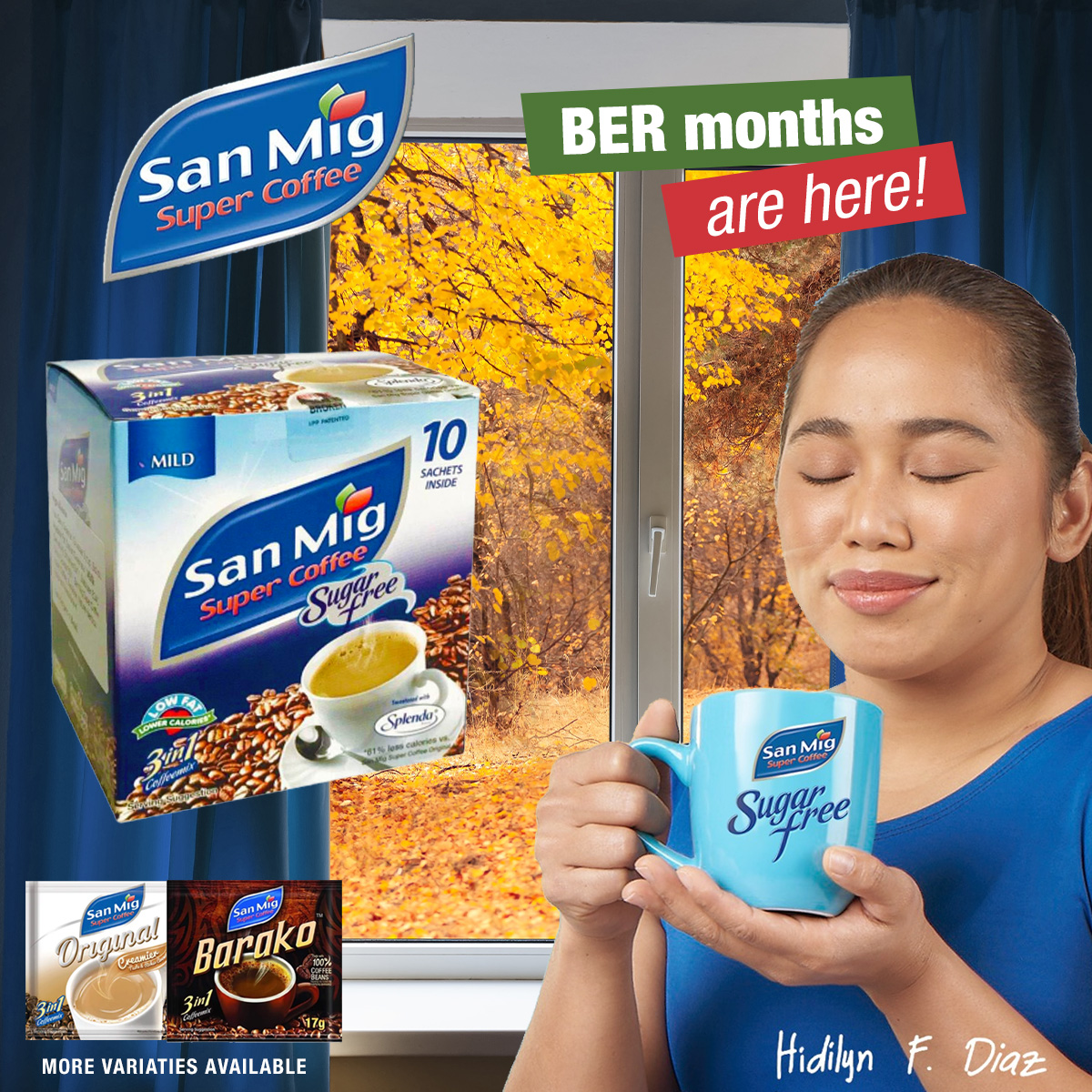 Promotional poster with San Mig coffee displayed on it